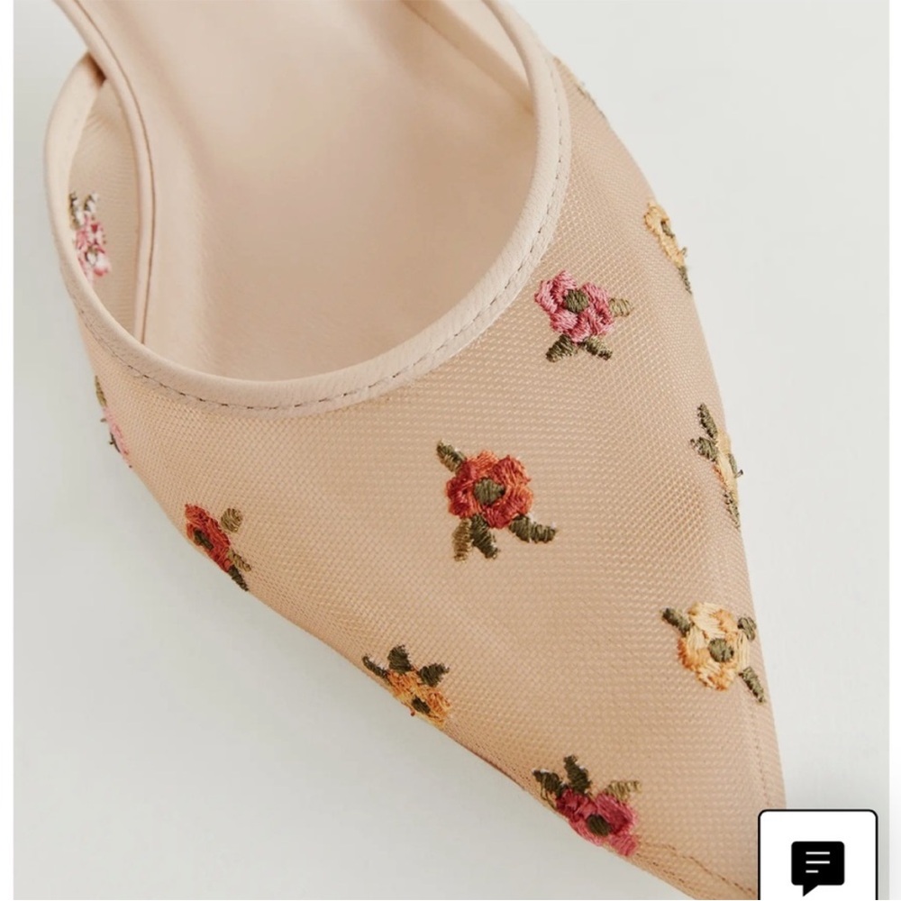 NWOB Reformation NUDE EMBROIDERED MESH MULE Size 8 - Picture 6 of 10